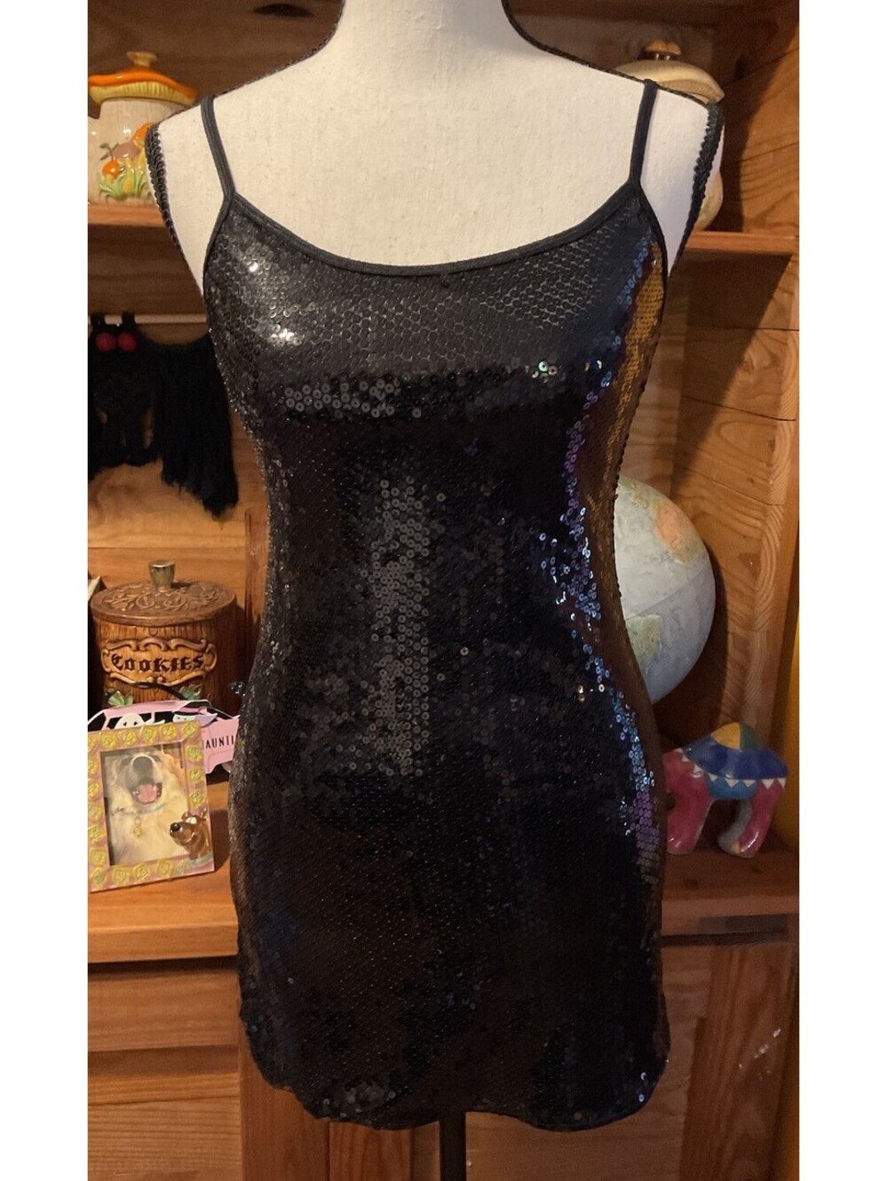Dreamgirl Black Sequin Adult Costume Mini Dress Small